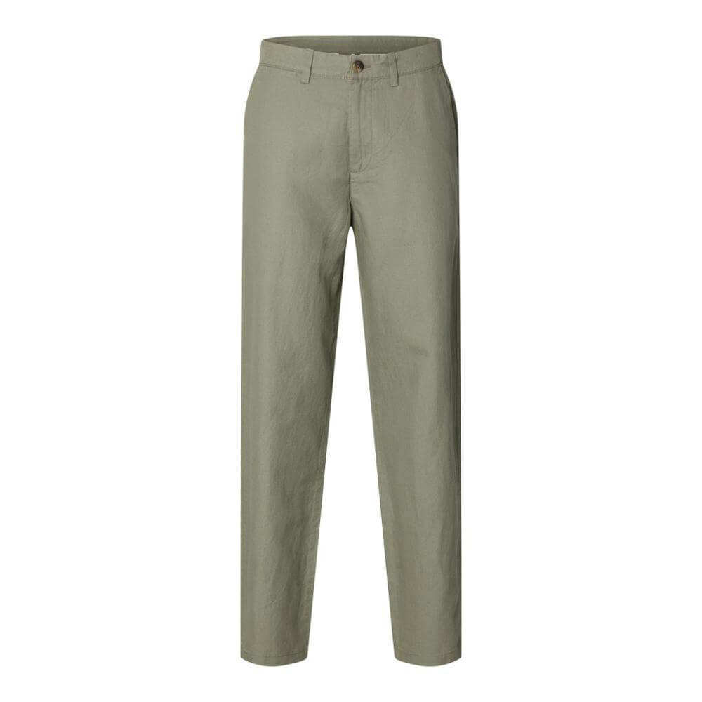 Selected Linen Blend Straight Leg Trousers